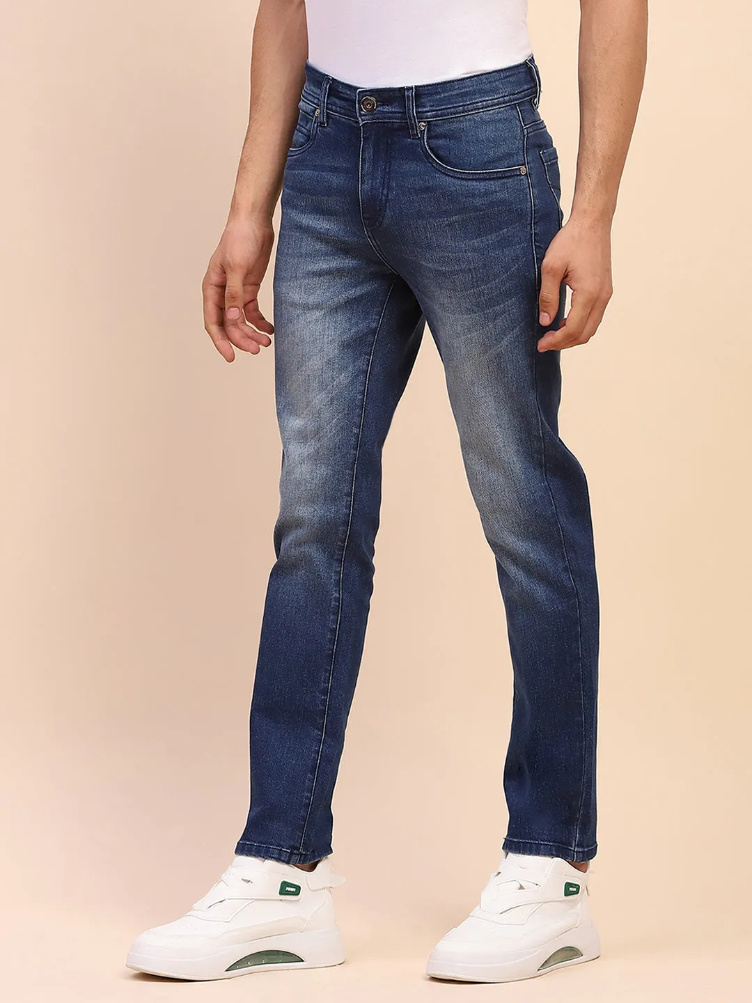 Camla Barcelona Ripped Mid Rise Whiskered Denim Blue Denim