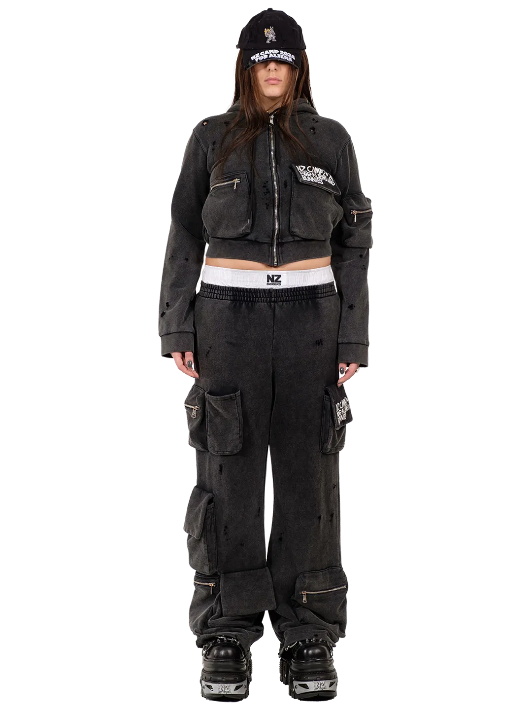 Camping Cropped Cargo Hoodie