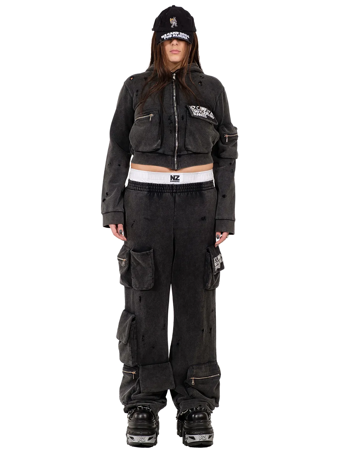 Camping Cropped Cargo Hoodie