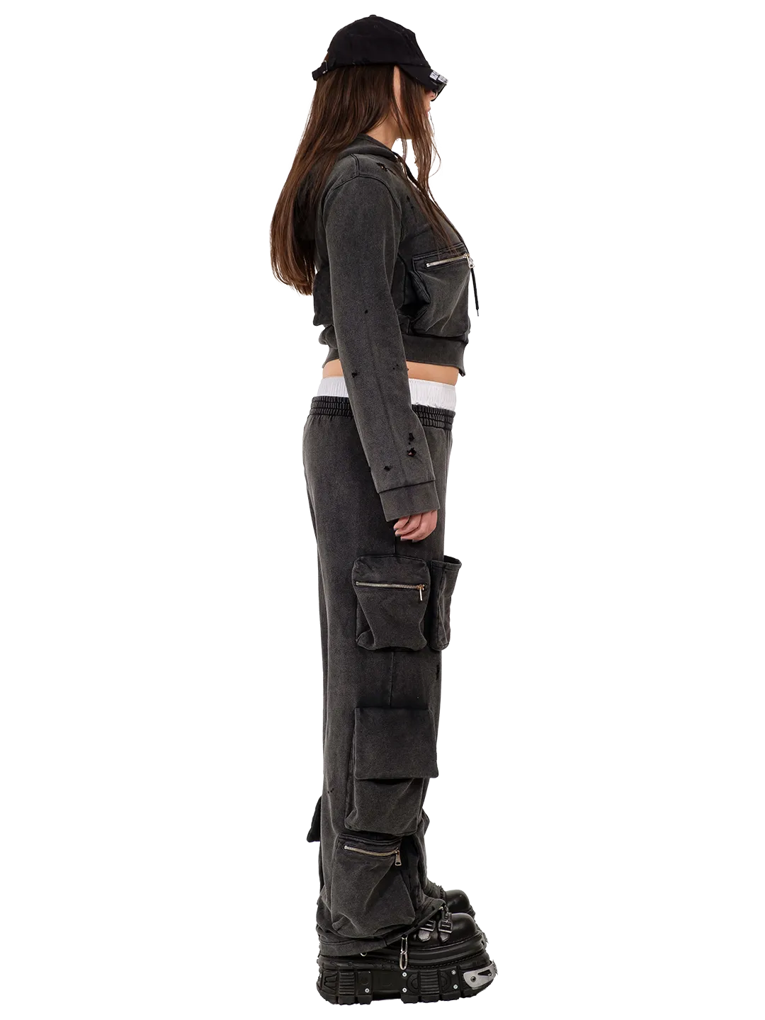 Camping Cropped Cargo Hoodie