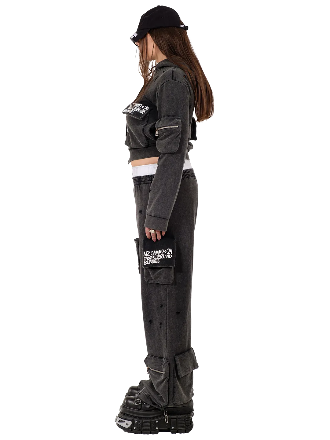 Camping Cropped Cargo Hoodie