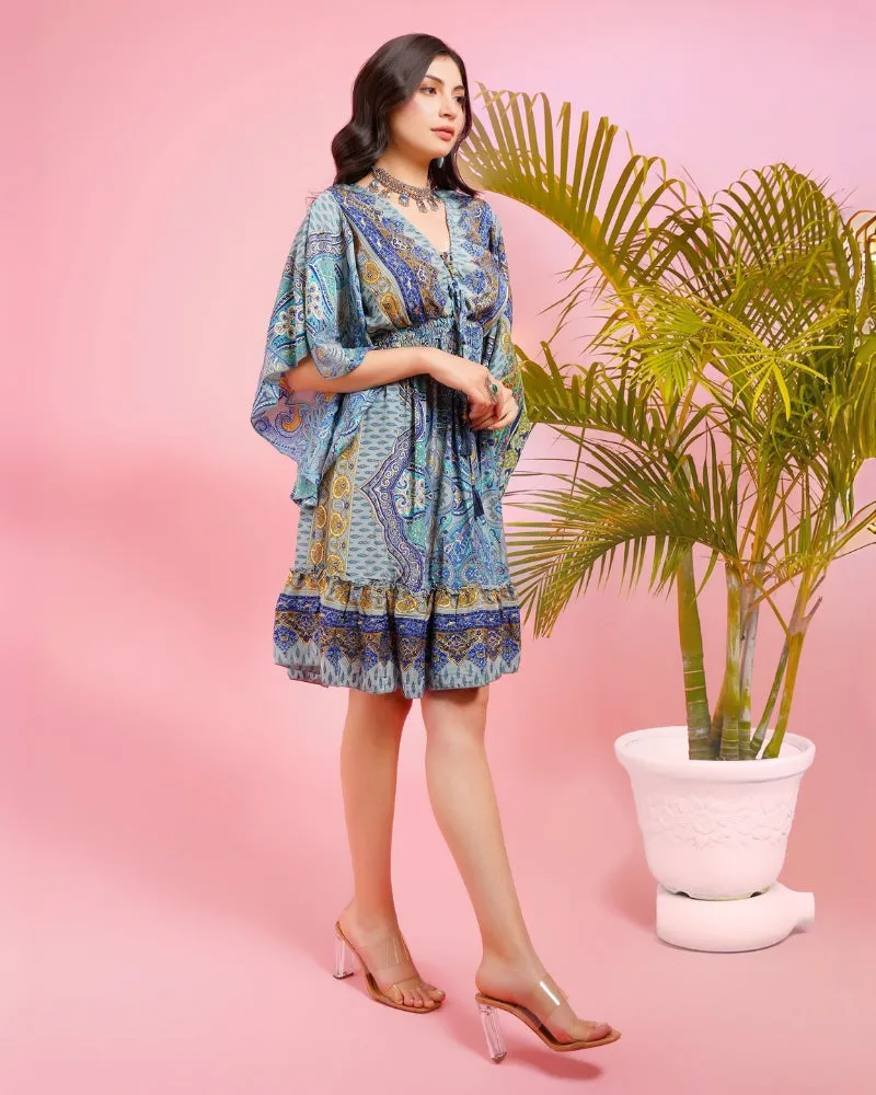 Celestial paisley boho short dress