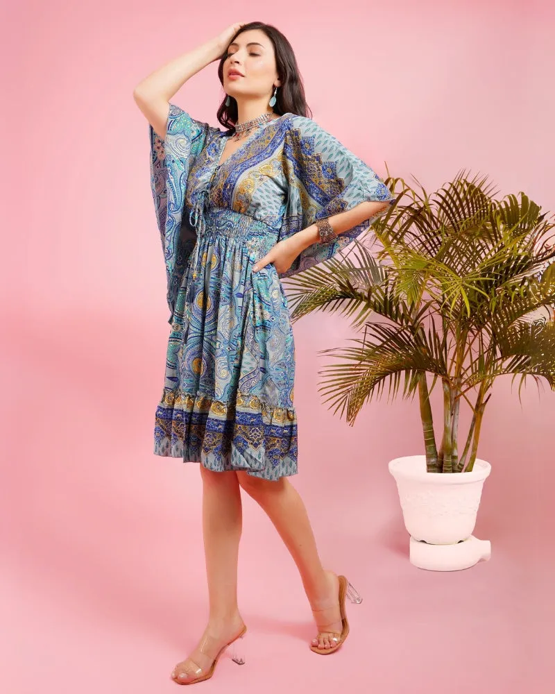 Celestial paisley boho short dress
