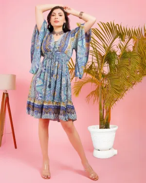 Celestial paisley boho short dress