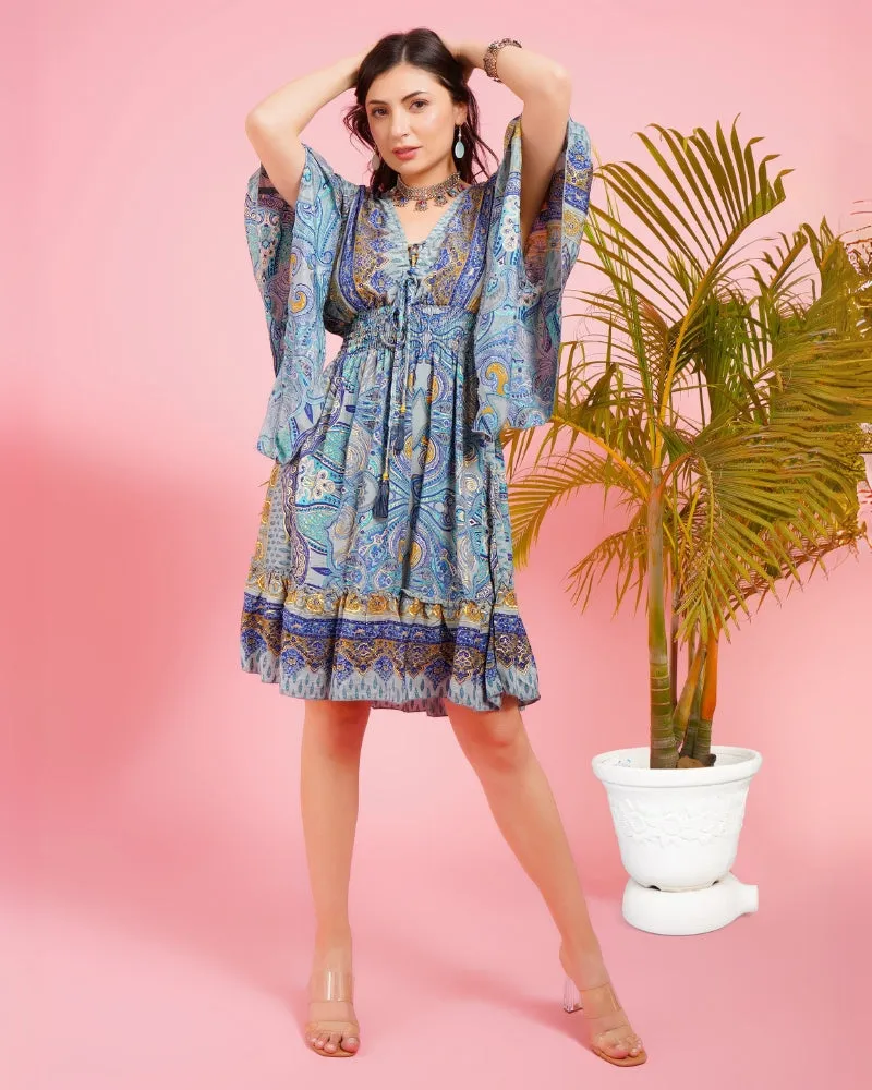 Celestial paisley boho short dress