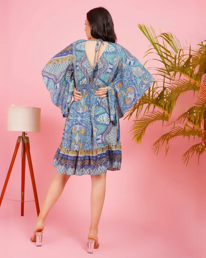 Celestial paisley boho short dress