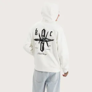 Chained Heavy Relaxed Hooded Sweater Natural White
