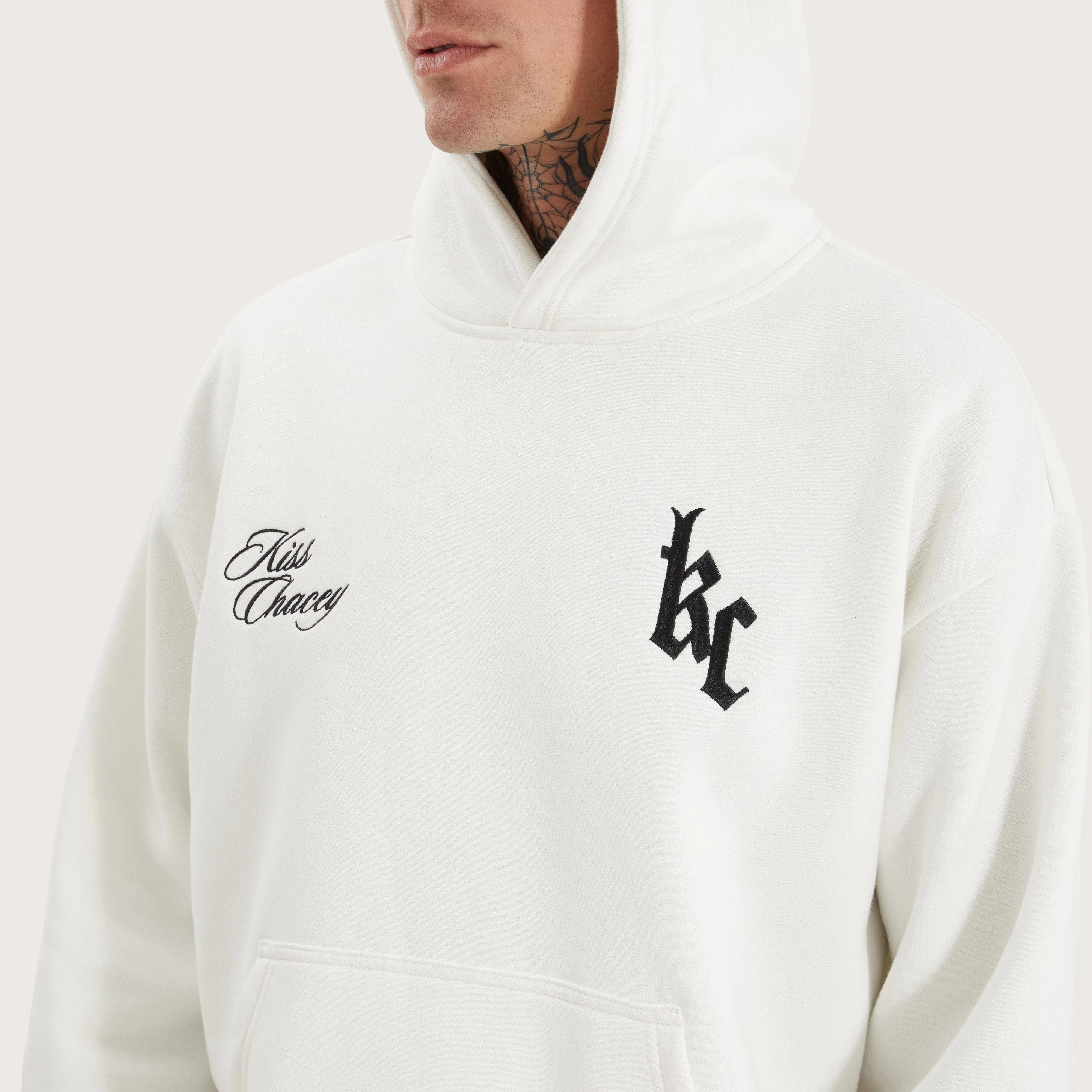 Chained Heavy Relaxed Hooded Sweater Natural White