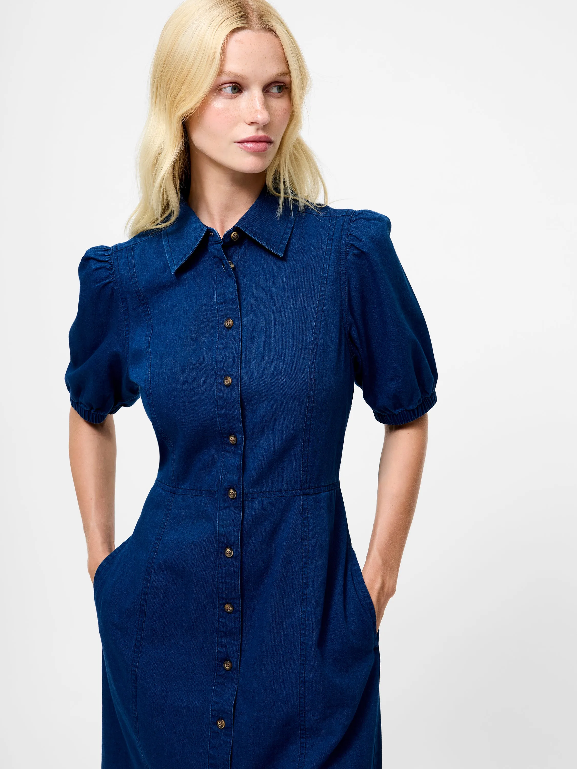 Chambray Button Through Shirt Dress