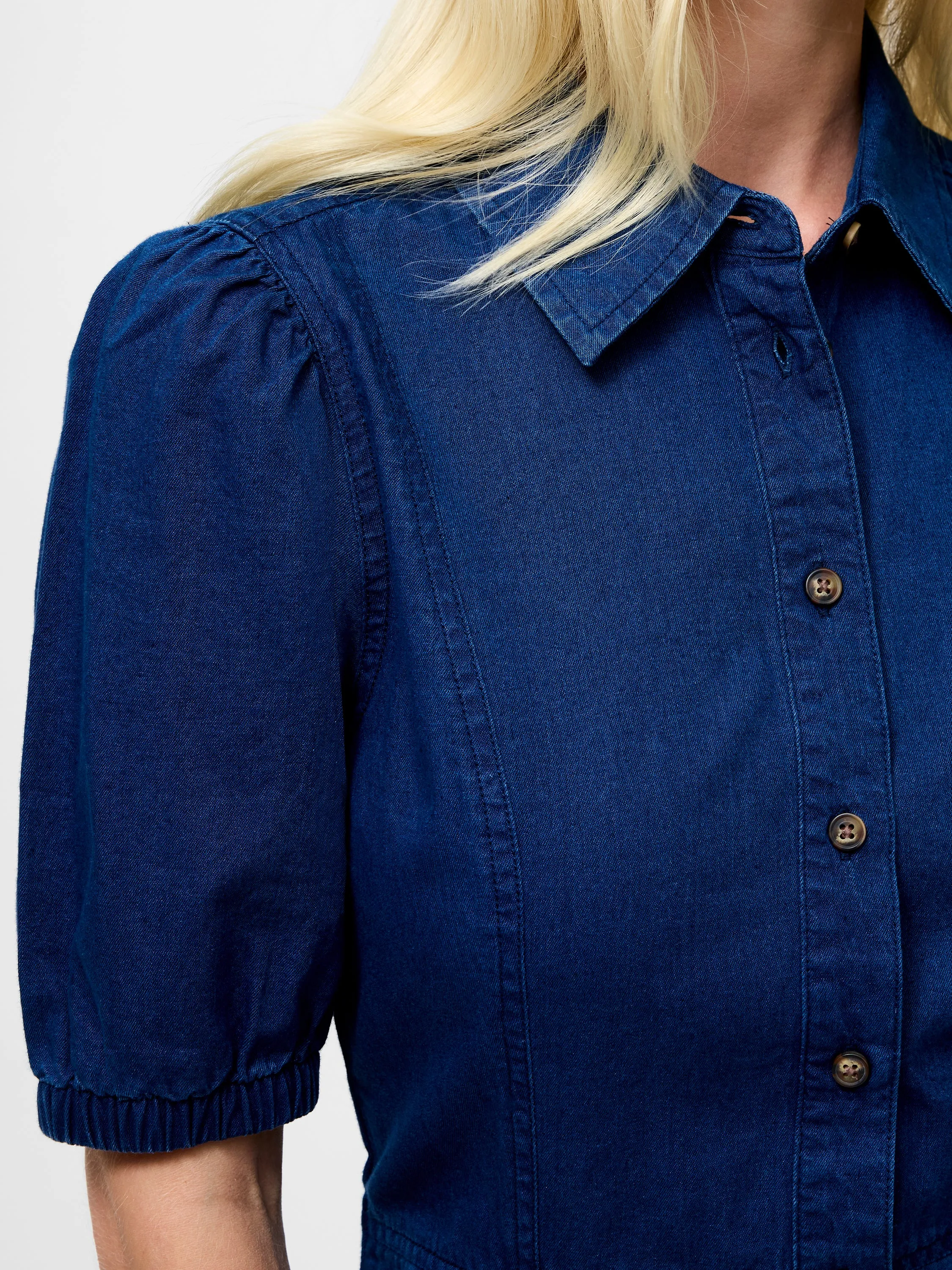 Chambray Button Through Shirt Dress
