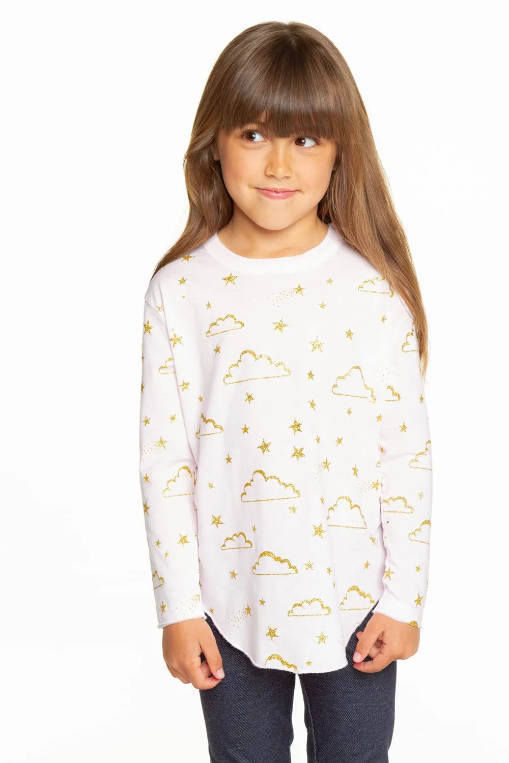 Chaser Pink Glitter Sky L/S Tee