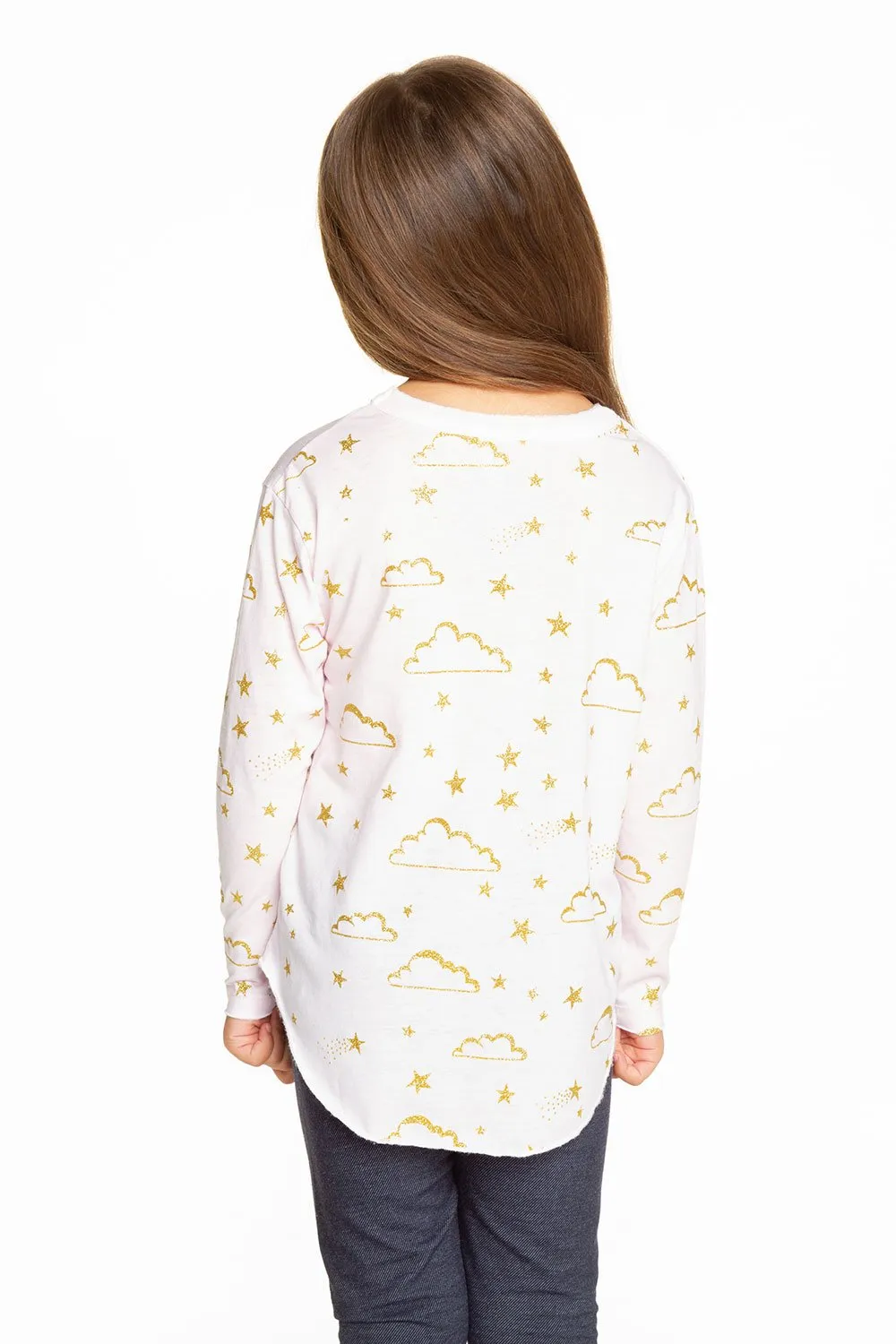 Chaser Pink Glitter Sky L/S Tee