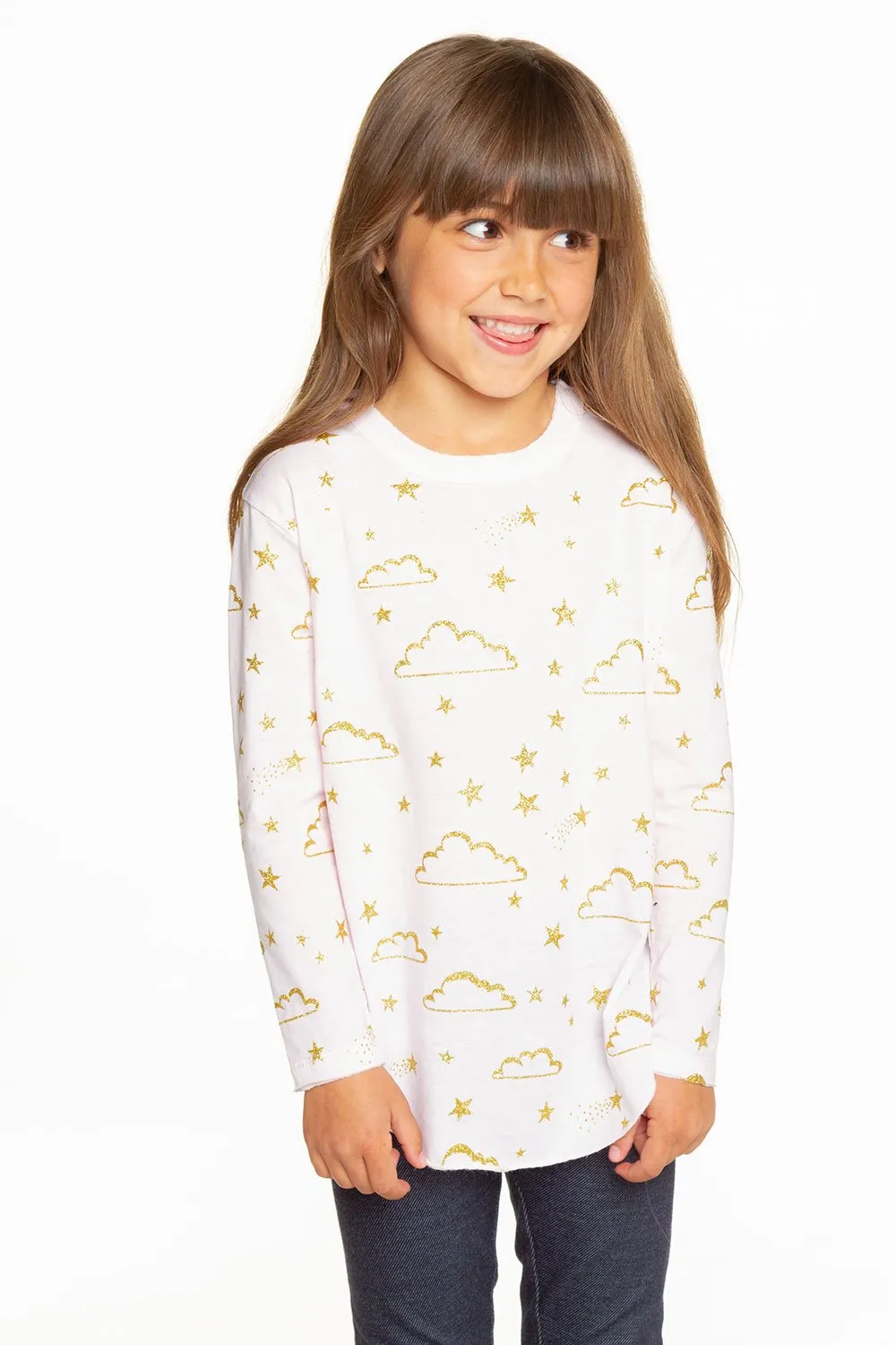 Chaser Pink Glitter Sky L/S Tee
