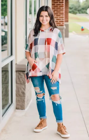 Checkered Past Poncho Top