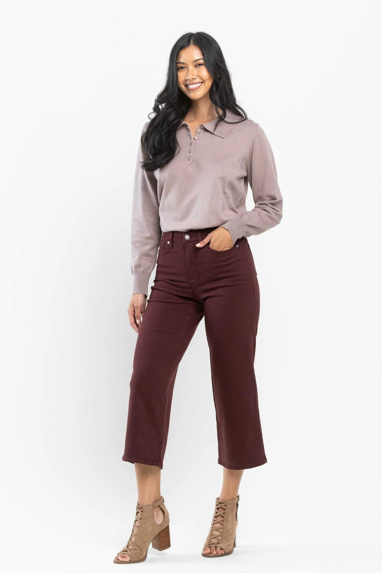 Chocolate Wide Crop Denim