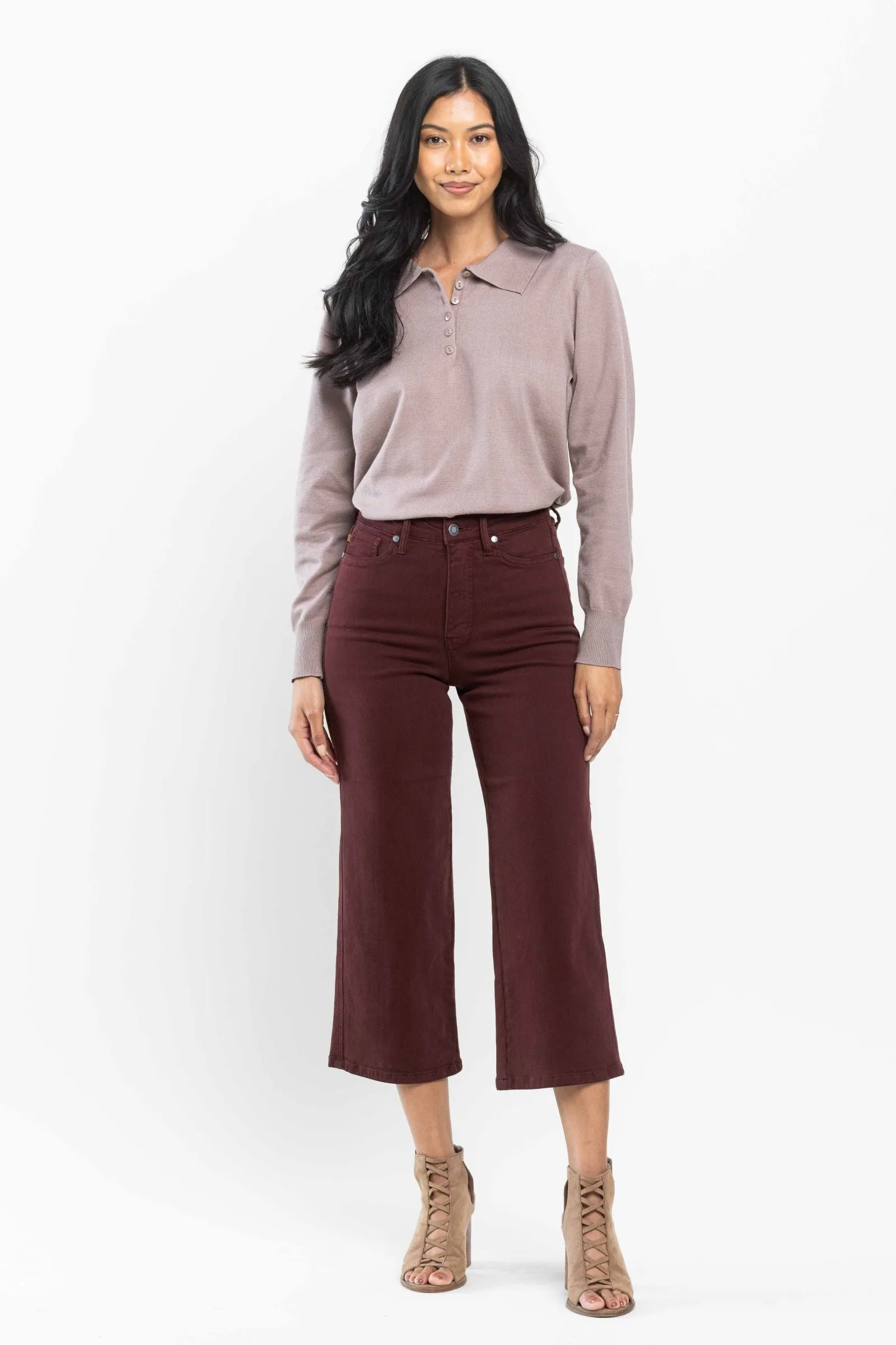 Chocolate Wide Crop Denim