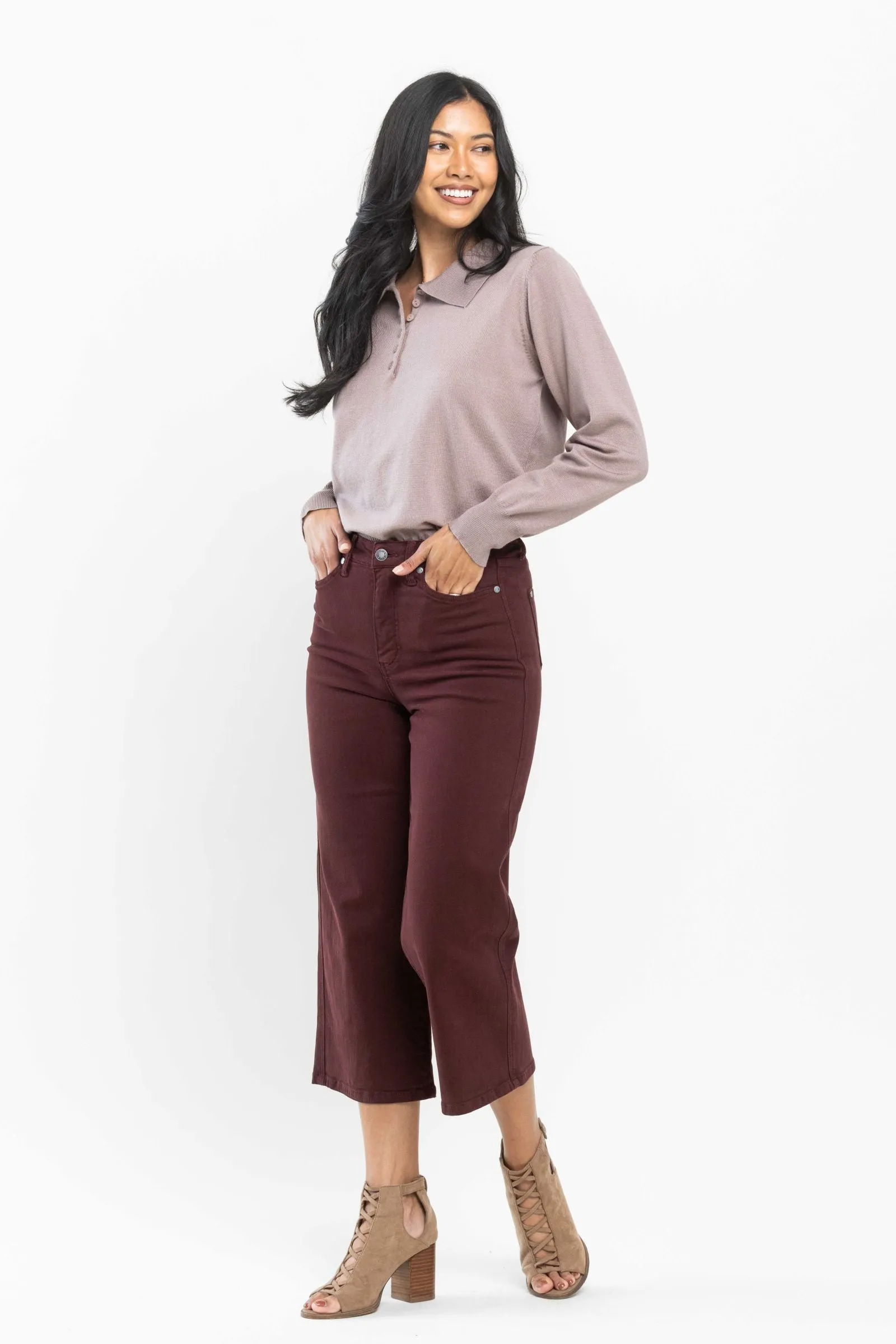 Chocolate Wide Crop Denim