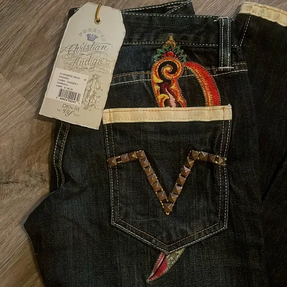 Christian Audigier Harrison Dagger Denim Jeans Size 26