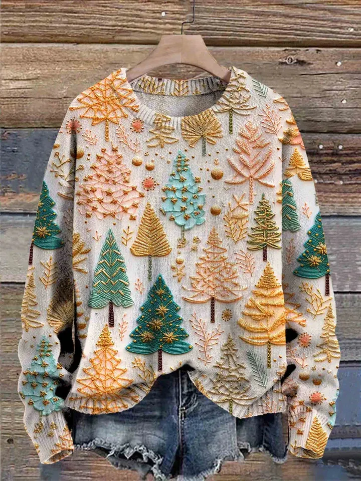 Christmas jumper - oversized Christmas tree knit jumper for women