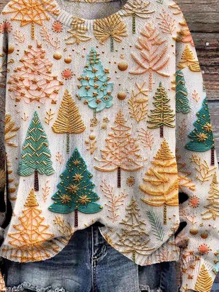 Christmas jumper - oversized Christmas tree knit jumper for women