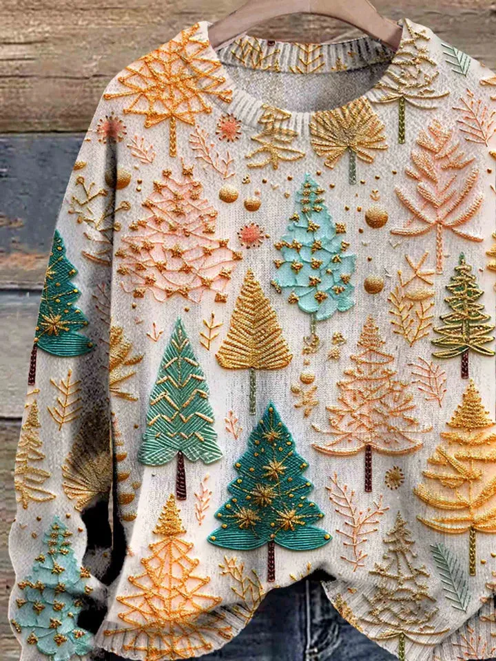 Christmas jumper - oversized Christmas tree knit jumper for women