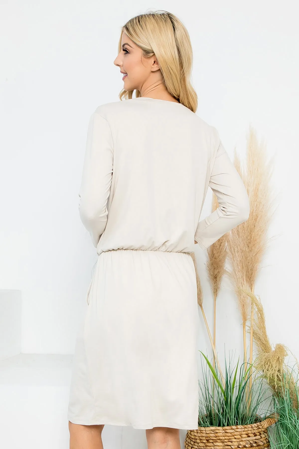 Cinch Waist 3/4 Sleeve Dress