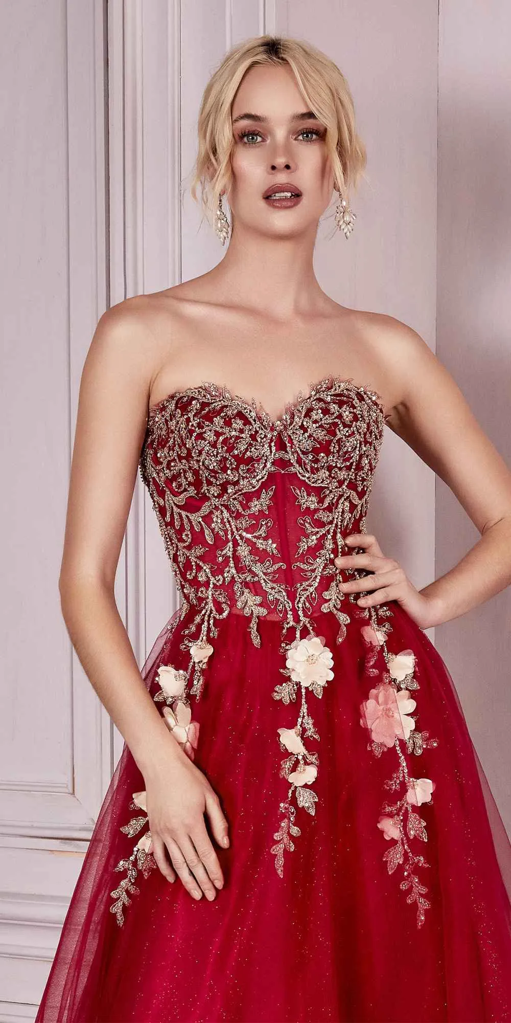 Cinderella Divine CD0191 Strapless Layered Tulle Gown