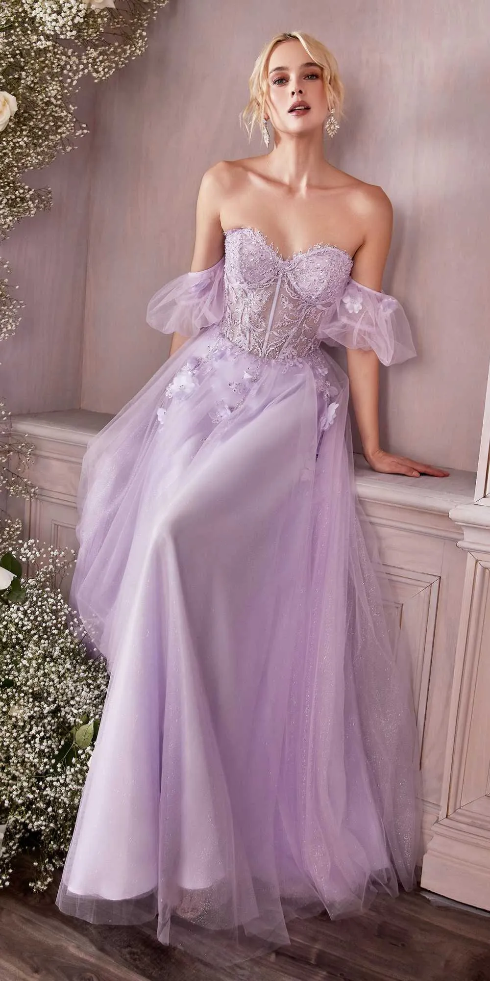 Cinderella Divine CD0191 Strapless Layered Tulle Gown