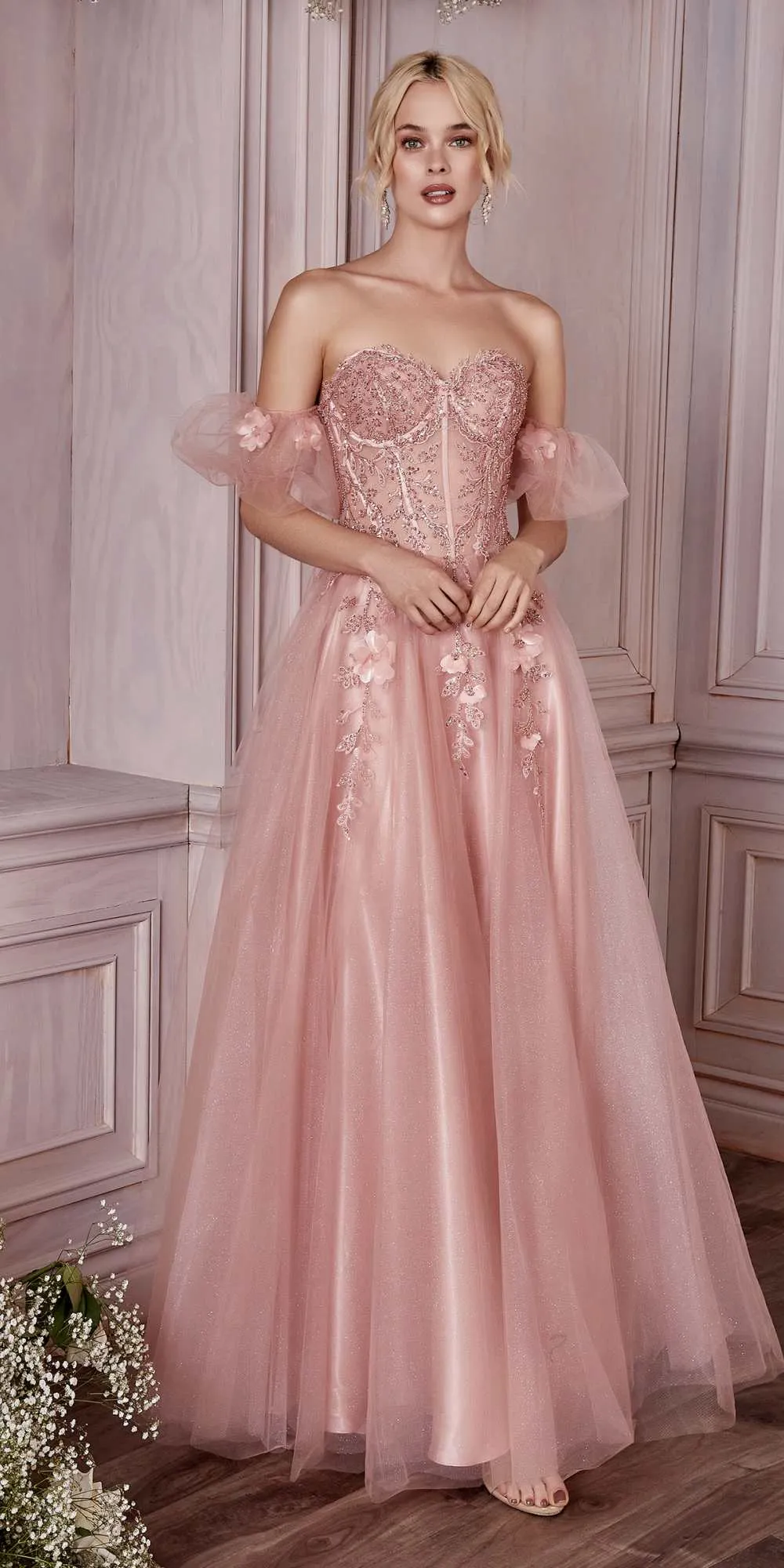 Cinderella Divine CD0191 Strapless Layered Tulle Gown