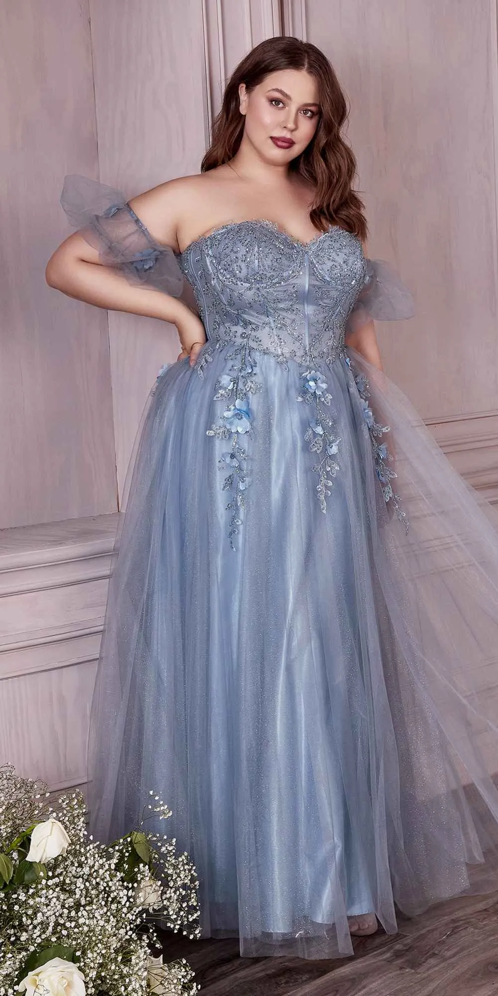 Cinderella Divine CD0191 Strapless Layered Tulle Gown