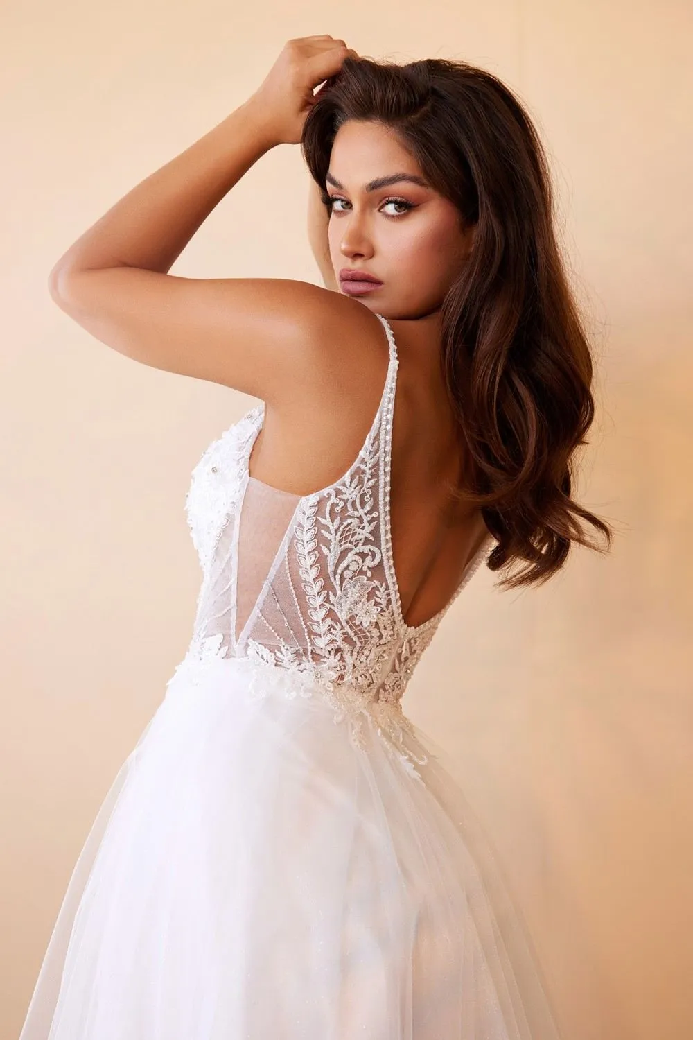 Cinderella Divine CD0195W Layered Tulle A-Line Bridal Gown