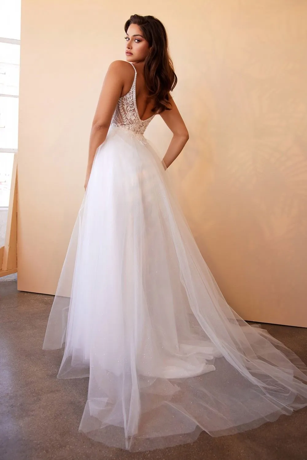 Cinderella Divine CD0195W Layered Tulle A-Line Bridal Gown