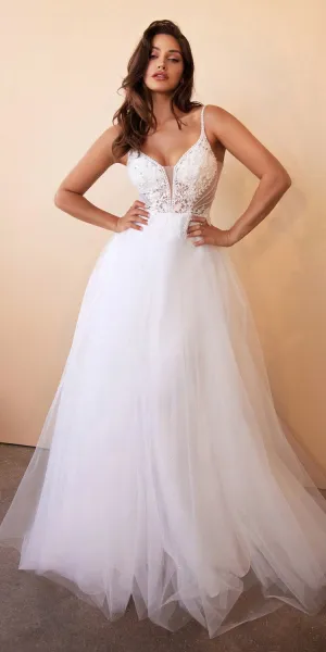 Cinderella Divine CD0195W Layered Tulle A-Line Bridal Gown