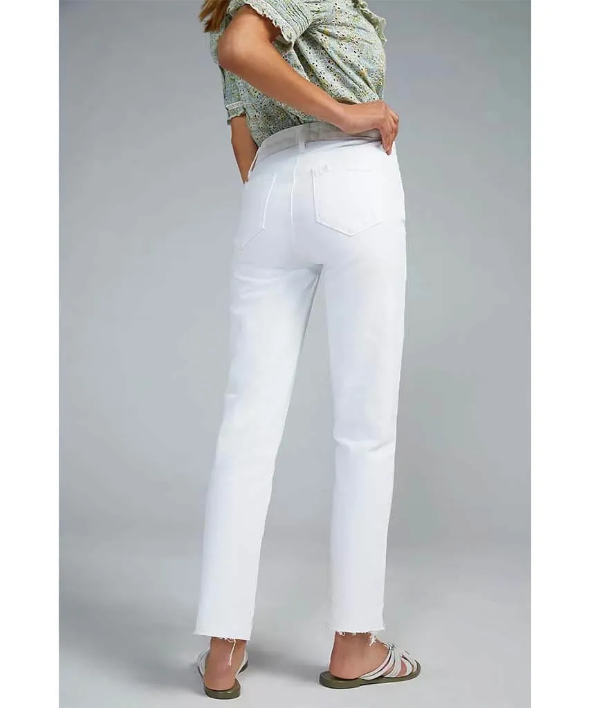 Cindy Crop Raw Hem Crisp White