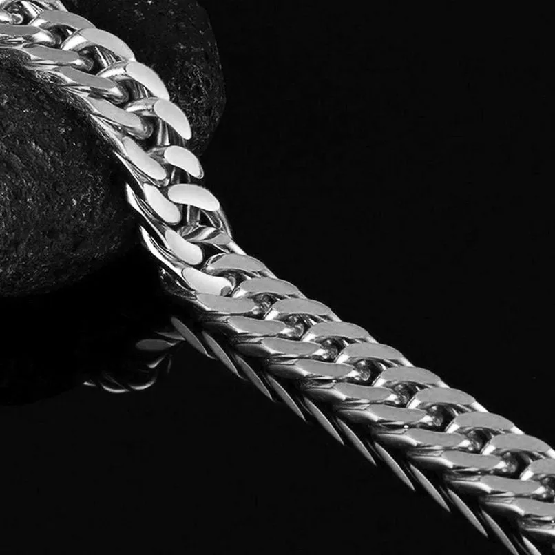 Classic 3D Curb High End Stainless Steel with Rhodium Plated Bracelet for Men