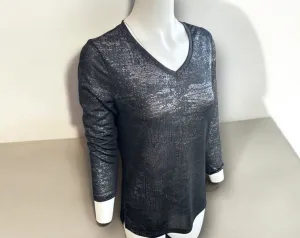 CLEARANCE Black and Silver 3/4 Sleeve Top