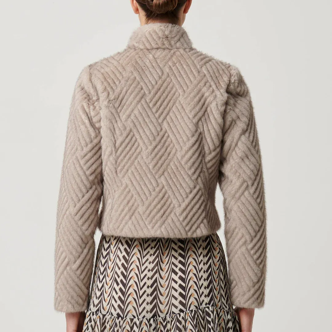 Clover Faux Fur Cropped Jacket / Oat