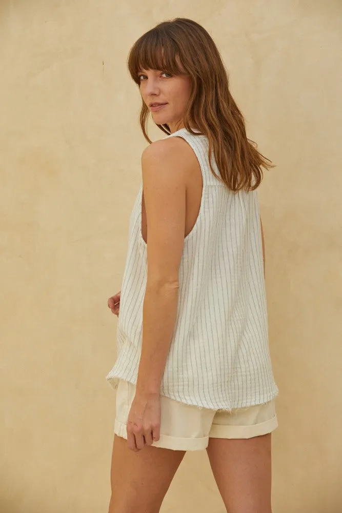 Coastal Breeze Striped Sleeveless Top