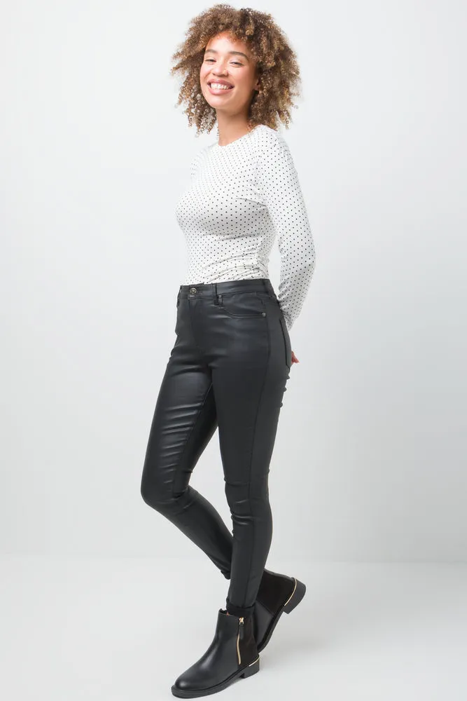 Coated Skinny Denim Jeans Black