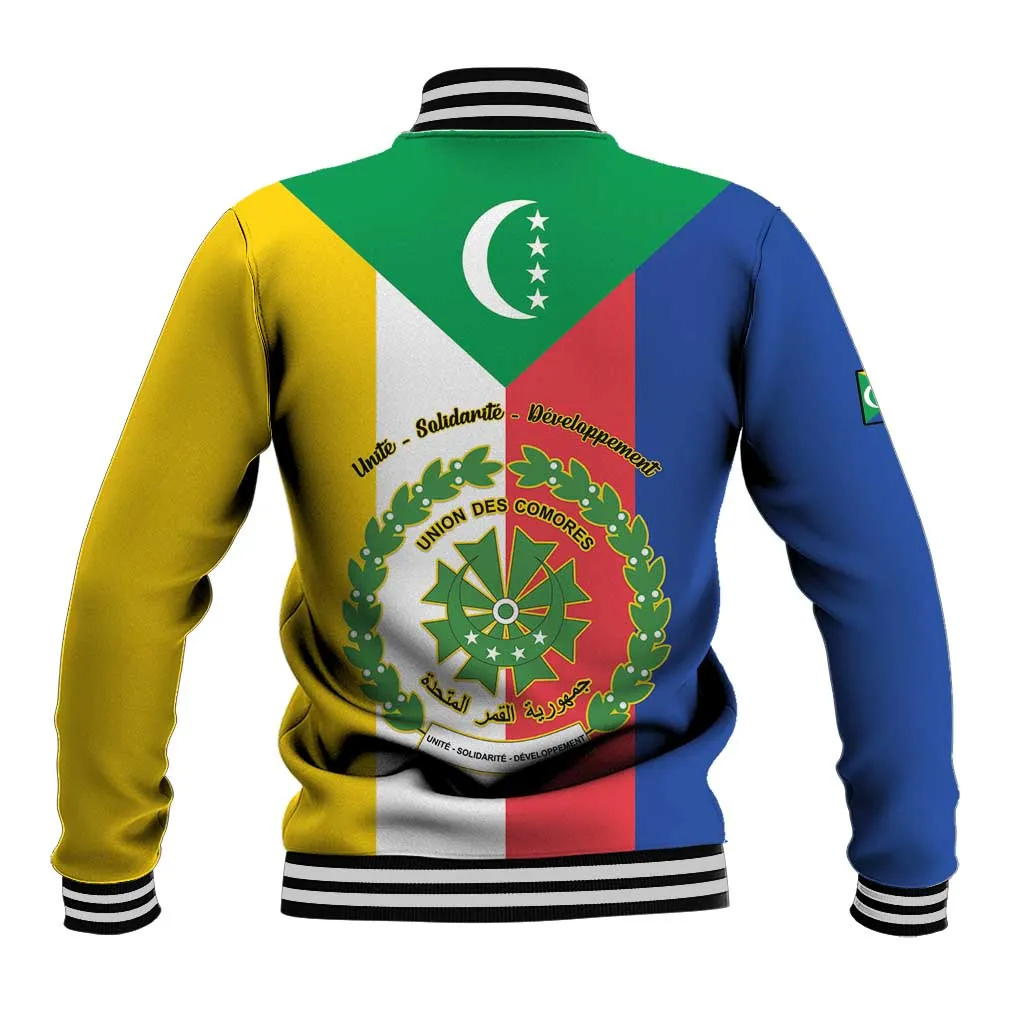 Comoros Coat Of Arms Flag Style Baseball Jacket LT15