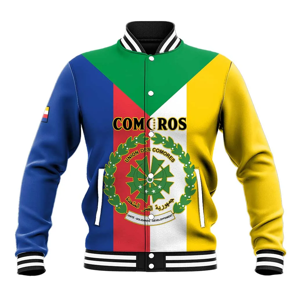 Comoros Coat Of Arms Flag Style Baseball Jacket LT15
