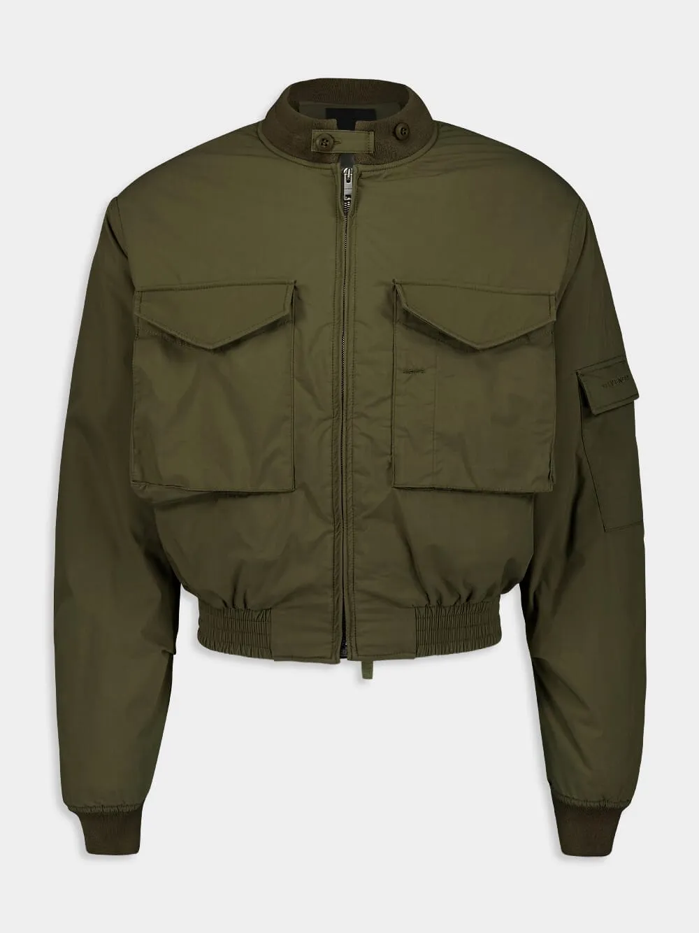Cotton Cropped Bomber Jacket