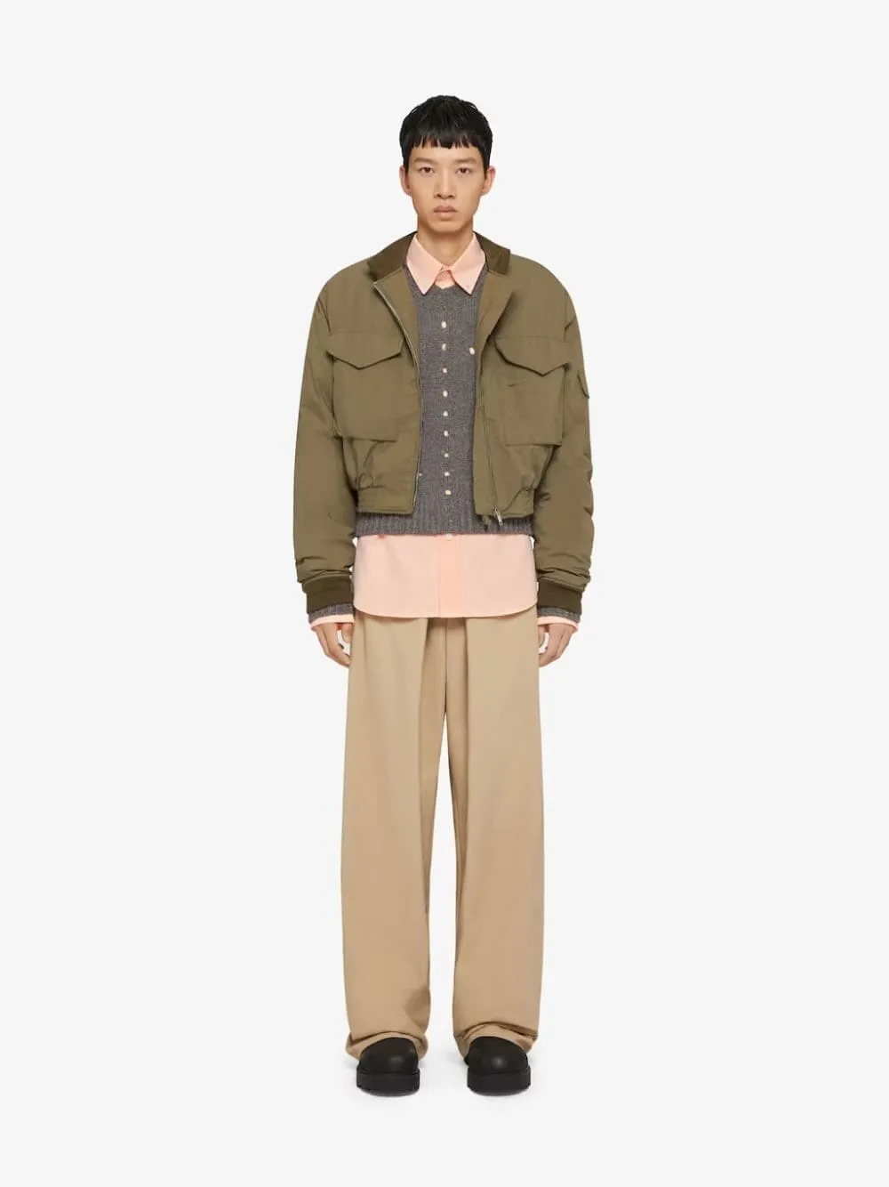 Cotton Cropped Bomber Jacket