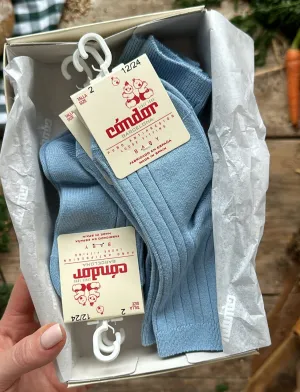 Cotton Rib Ankle Socks | Bluish