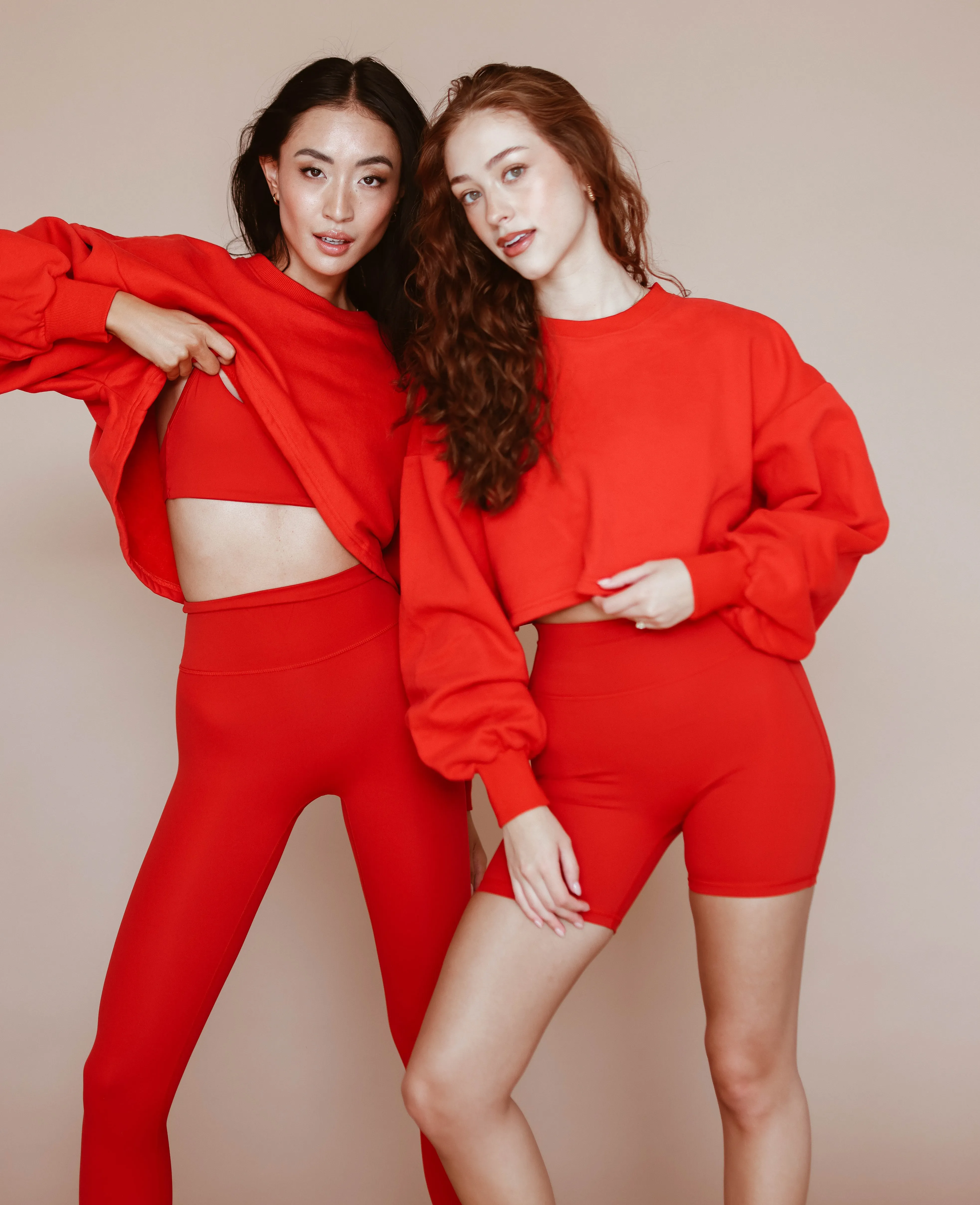Cropped Fleece Sweatshirt - Radiant Red