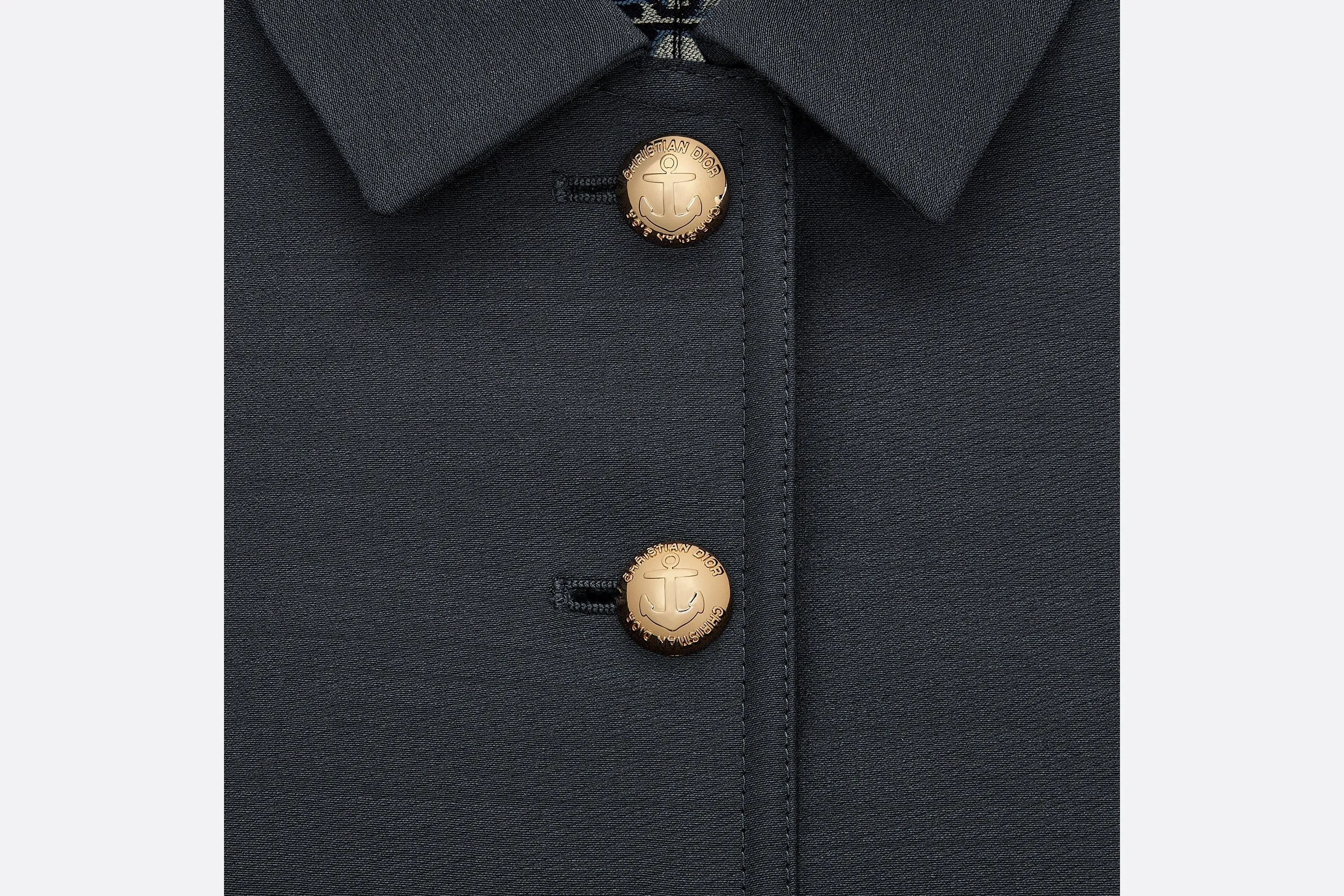 Cropped Jacket • Navy Blue Wool and Silk