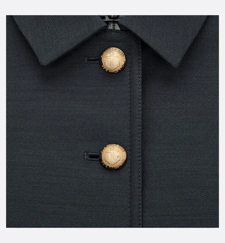 Cropped Jacket • Navy Blue Wool and Silk