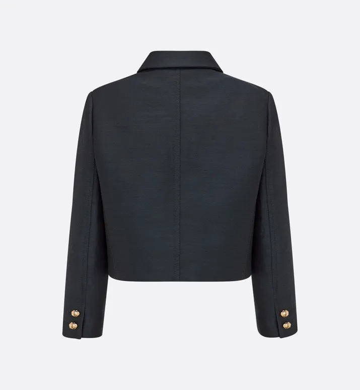 Cropped Jacket • Navy Blue Wool and Silk