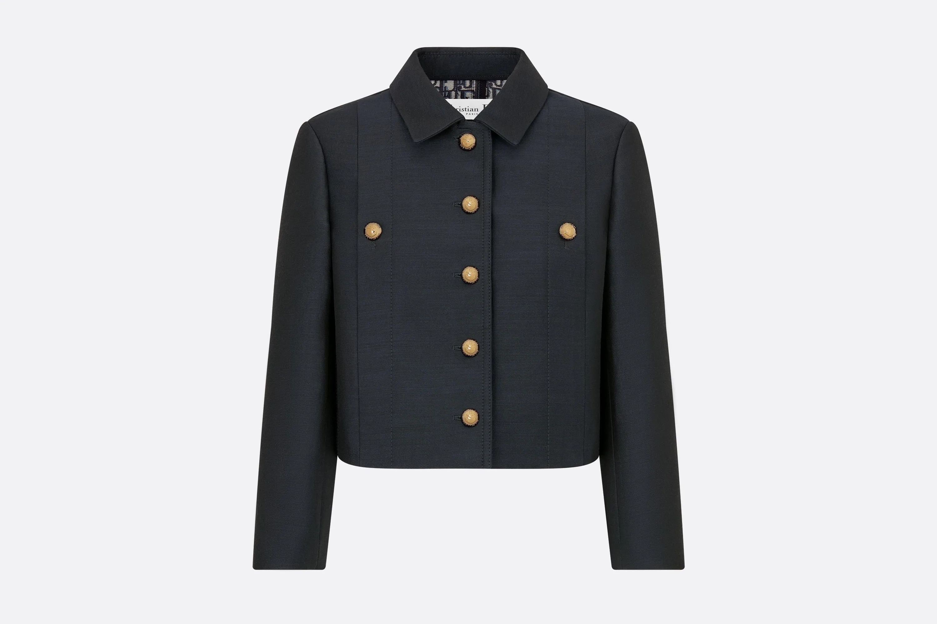 Cropped Jacket • Navy Blue Wool and Silk