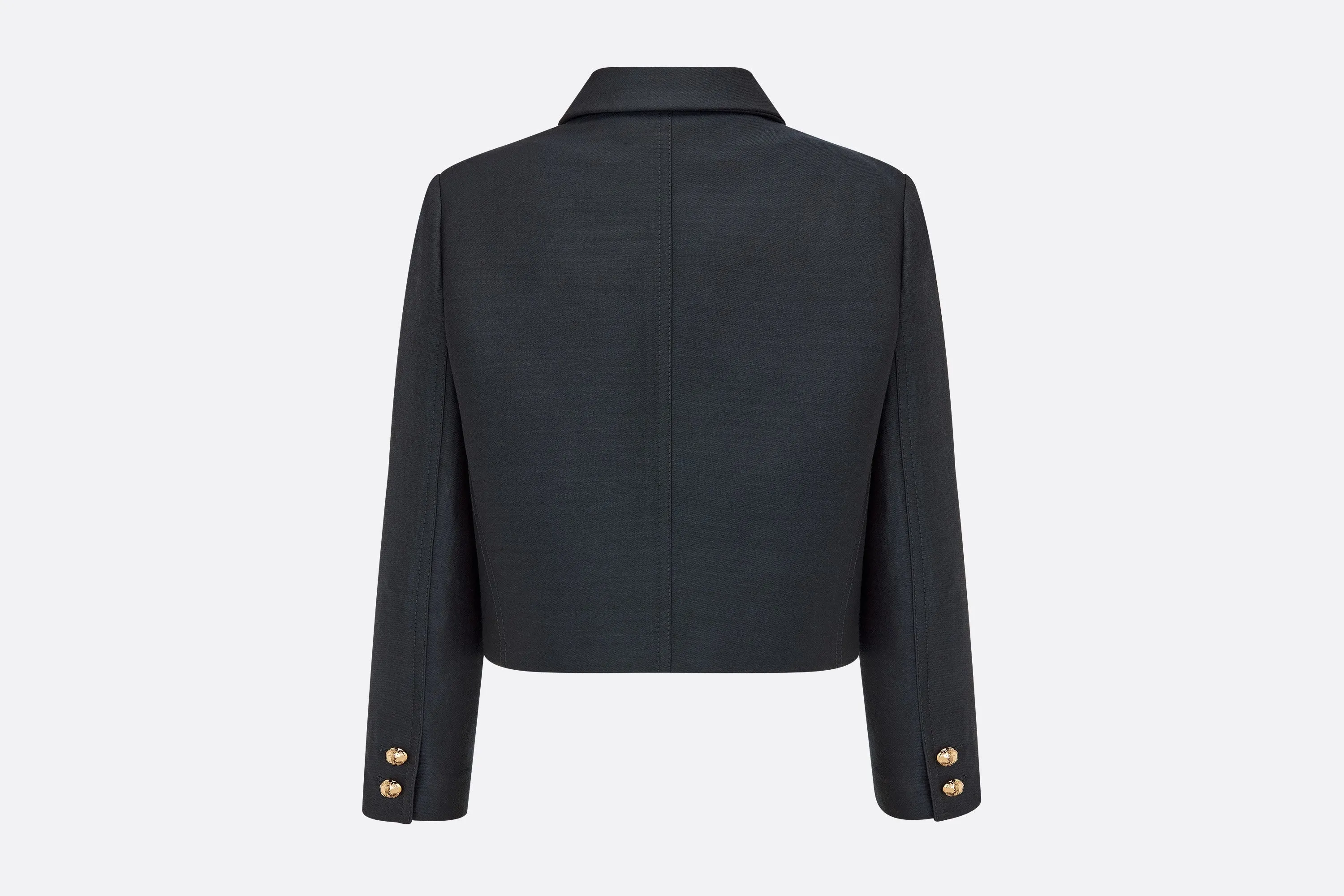 Cropped Jacket • Navy Blue Wool and Silk